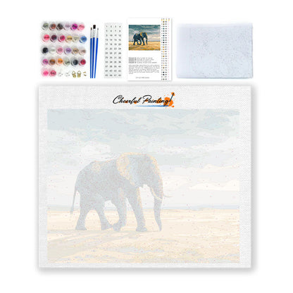 Vandrande elefant - Måla efter siffror