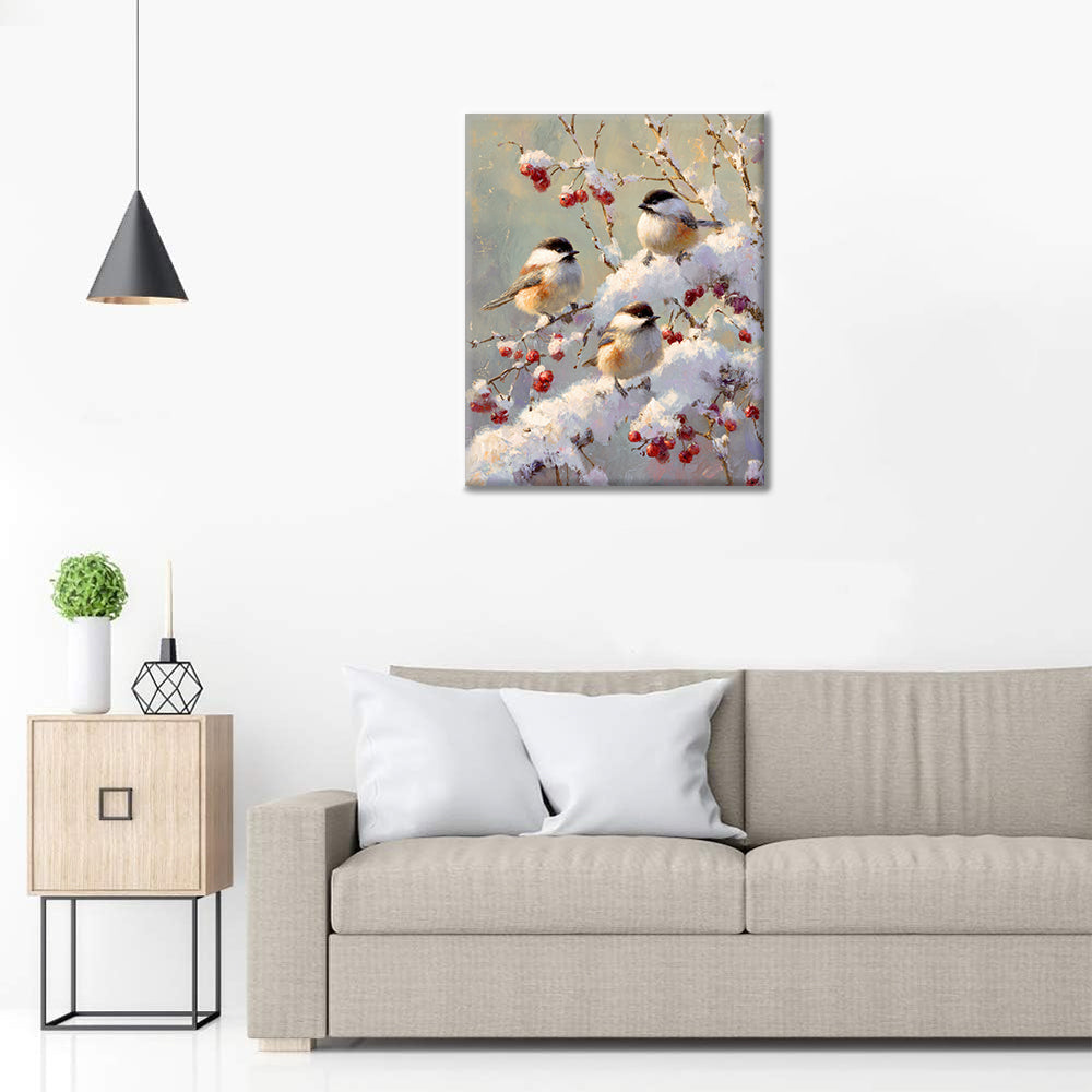 Vinterfåglar - Måla efter siffror