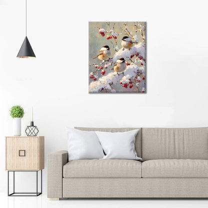 Vinterfåglar - Måla efter siffror