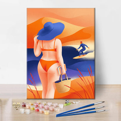 Stranddagslycka - Måla efter siffror