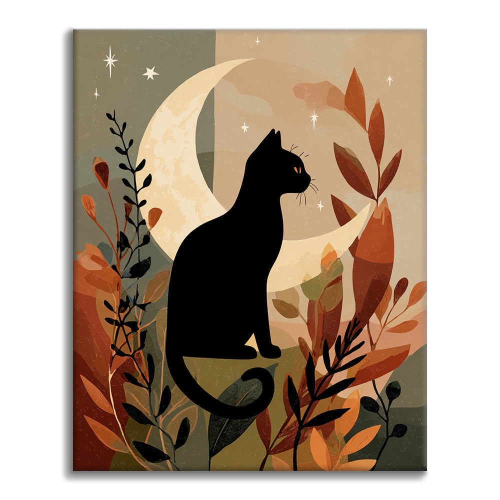 Svart katt Sil - Måla efter siffror