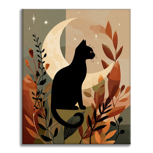 Svart katt Sil - Måla efter siffror