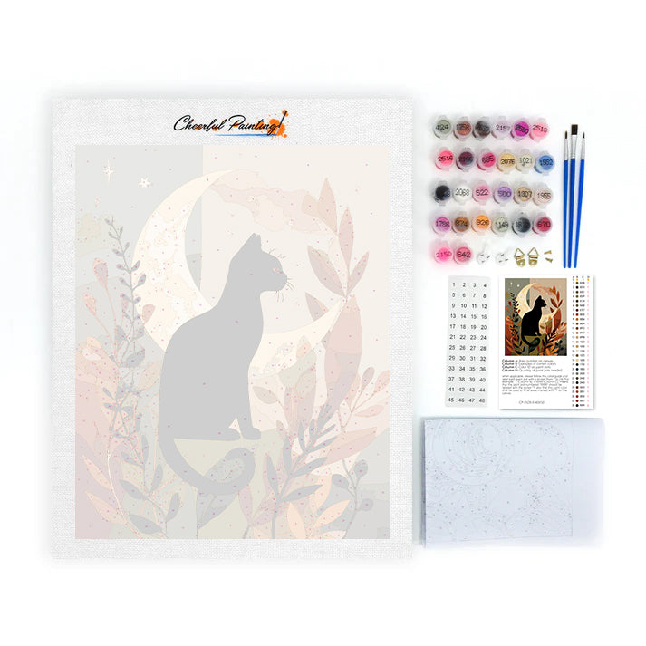 Svart katt Sil - Måla efter siffror