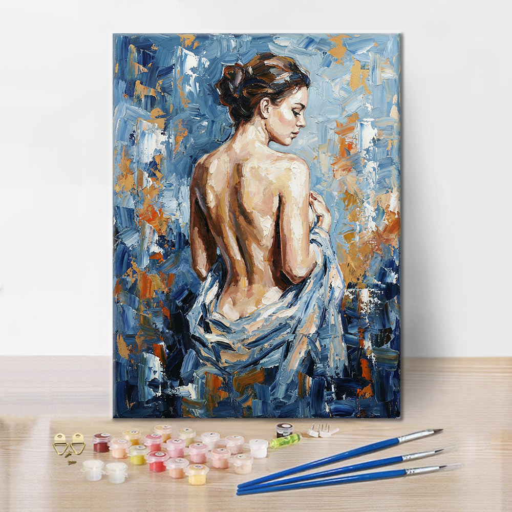 Blå silhuett - Måla efter siffror