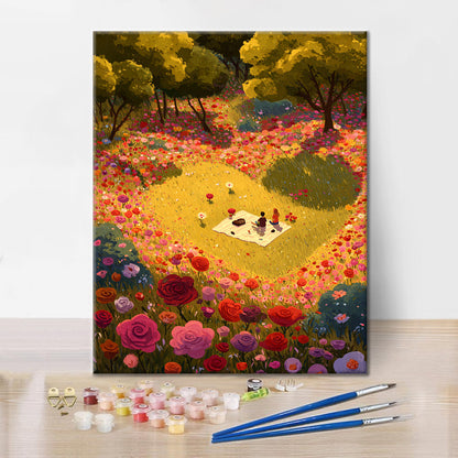 Hjärtlig picknick - Måla efter siffror