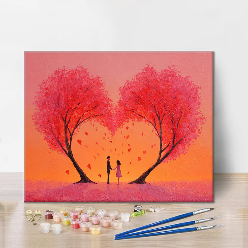 Hjärtans omfamning - Måla efter siffror