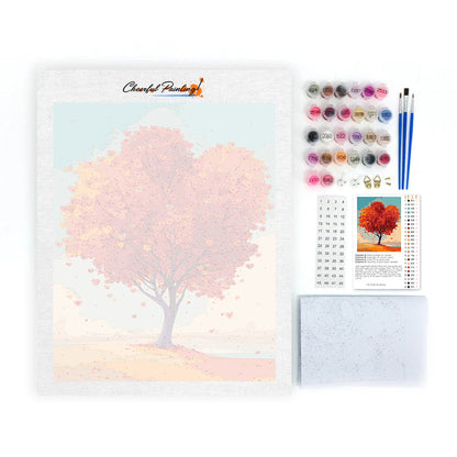 Hjärtformat träd - Måla efter siffror