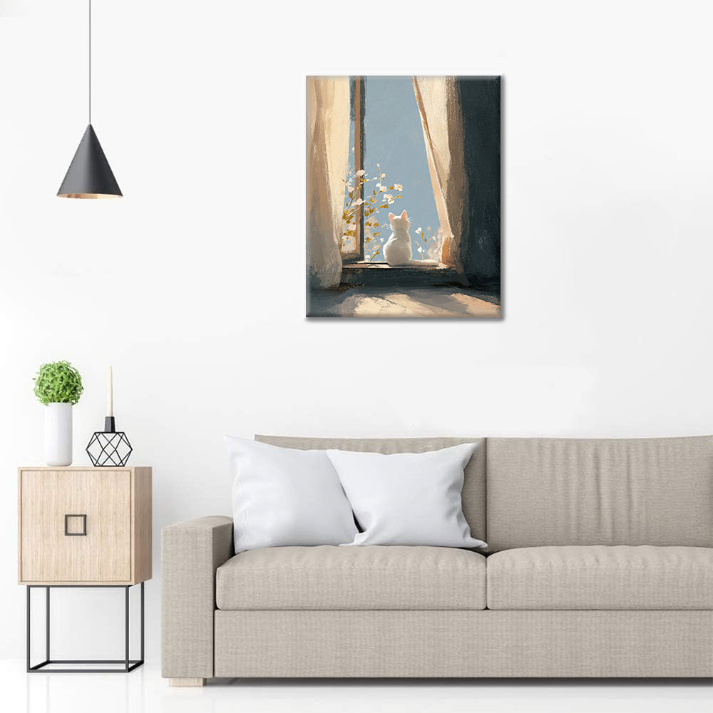 Fönsterbräda Kattunge - Måla efter siffror