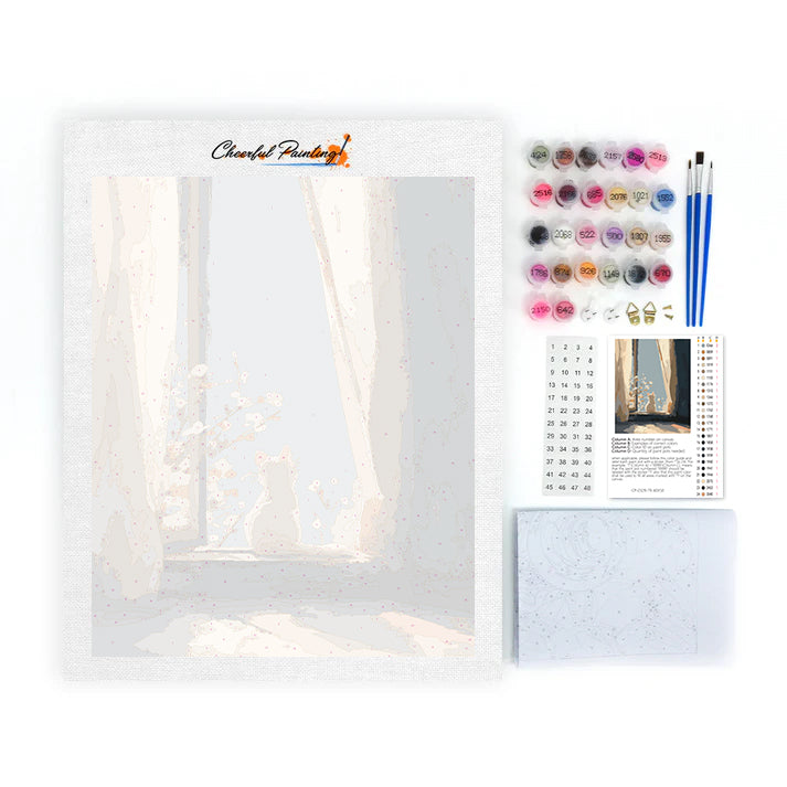 Fönsterbräda Kattunge - Måla efter siffror