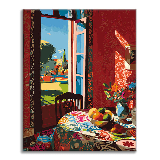 Den röda matsalen - Måla efter siffror