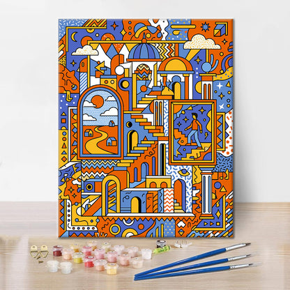 Geometriskt drömlandskap - Måla efter siffror