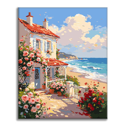 Seaside Rose Cottage - Måla efter siffror