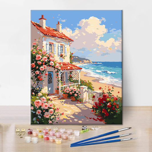 Seaside Rose Cottage - Måla efter siffror
