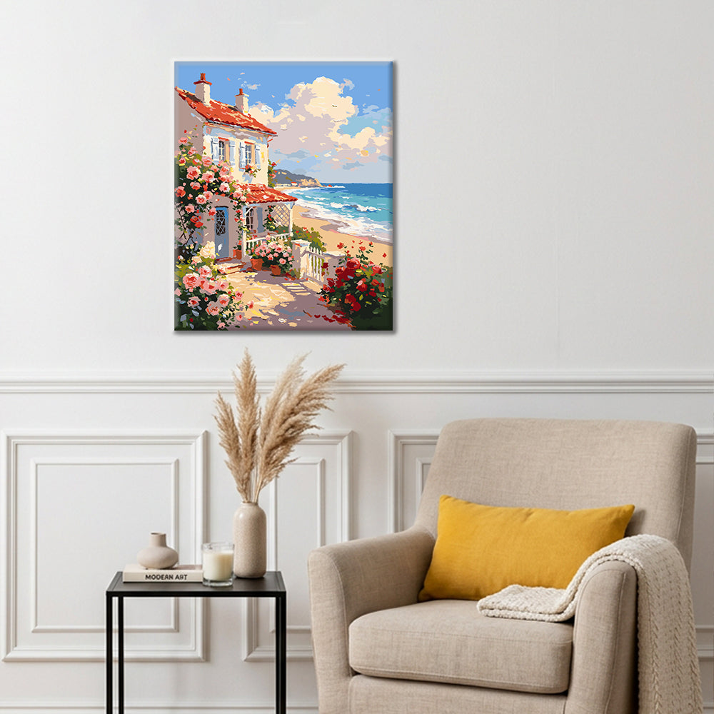 Seaside Rose Cottage - Måla efter siffror