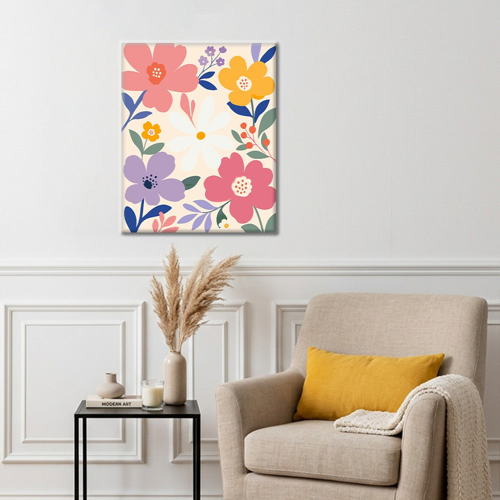 Moderna pastellblommor – Måla efter nummer