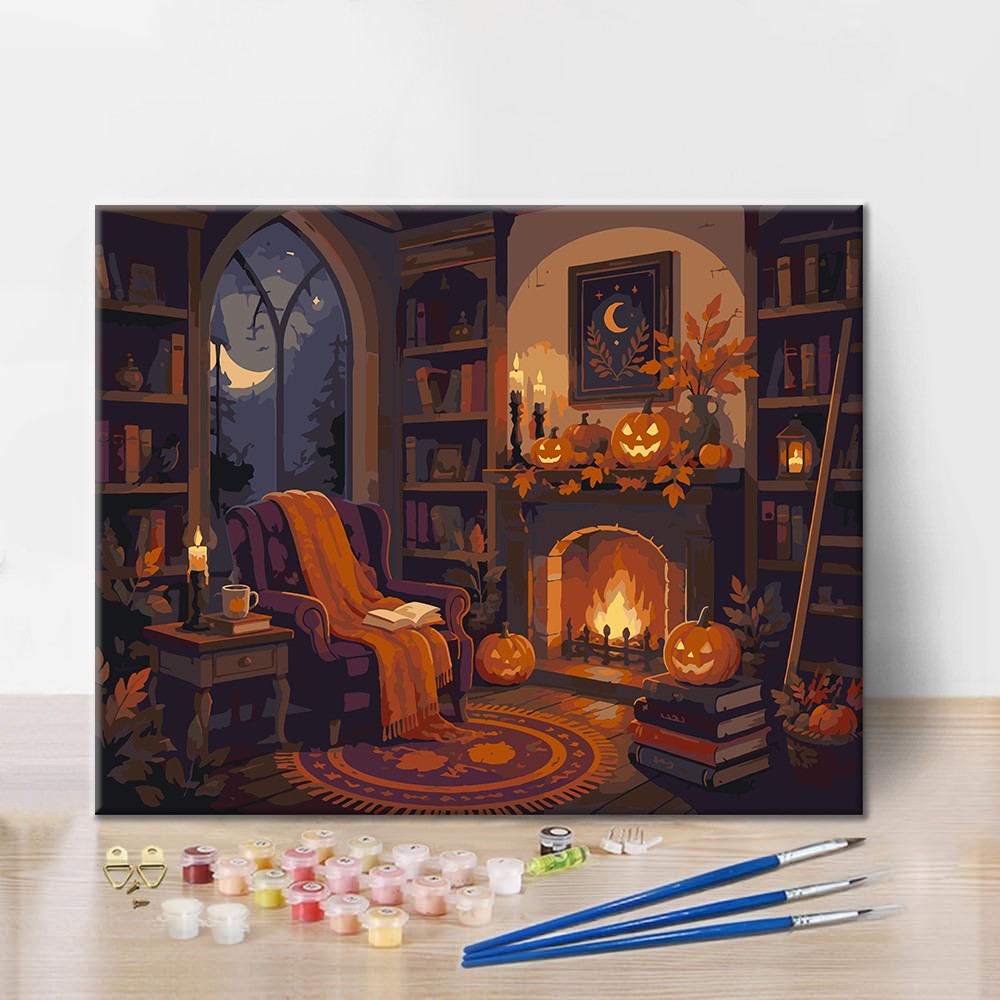 Mysigt Halloween-bibliotek – Måla efter nummer