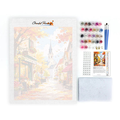 Sunny Autumn Café Street – Måla efter nummer