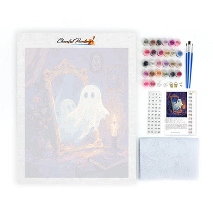 Spöke bredvid en magisk spegel – Måla efter nummer