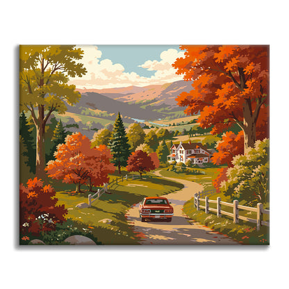 Country Drive genom Autumn Hills – Måla efter nummer