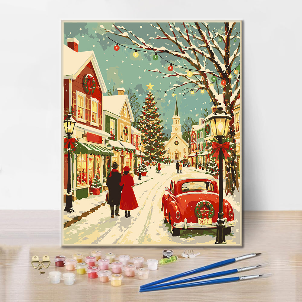 Vintage Christmas Main Street – Måla efter nummer