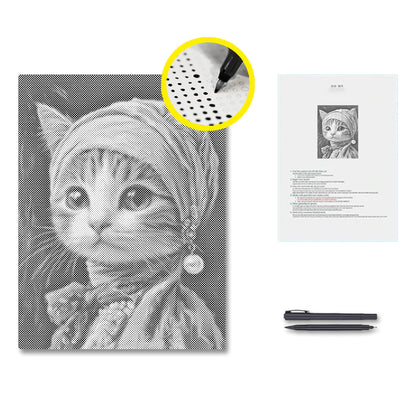 Katt med pärlörhänge - Prickmålning