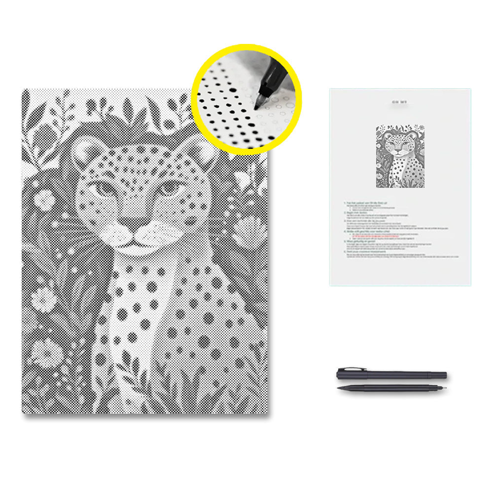 Djungelleopard - Prickmålning