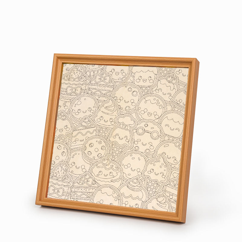 Söta delikatesser - Träpussel att färglägga