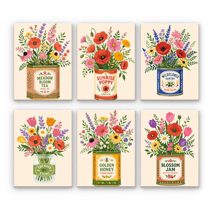 Vildblommor i vintage burkar - Måla efter nummer