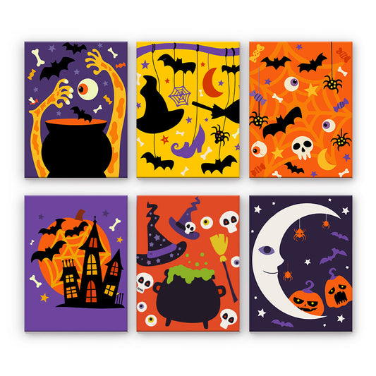 Halloween monsterscener - Måla efter nummer
