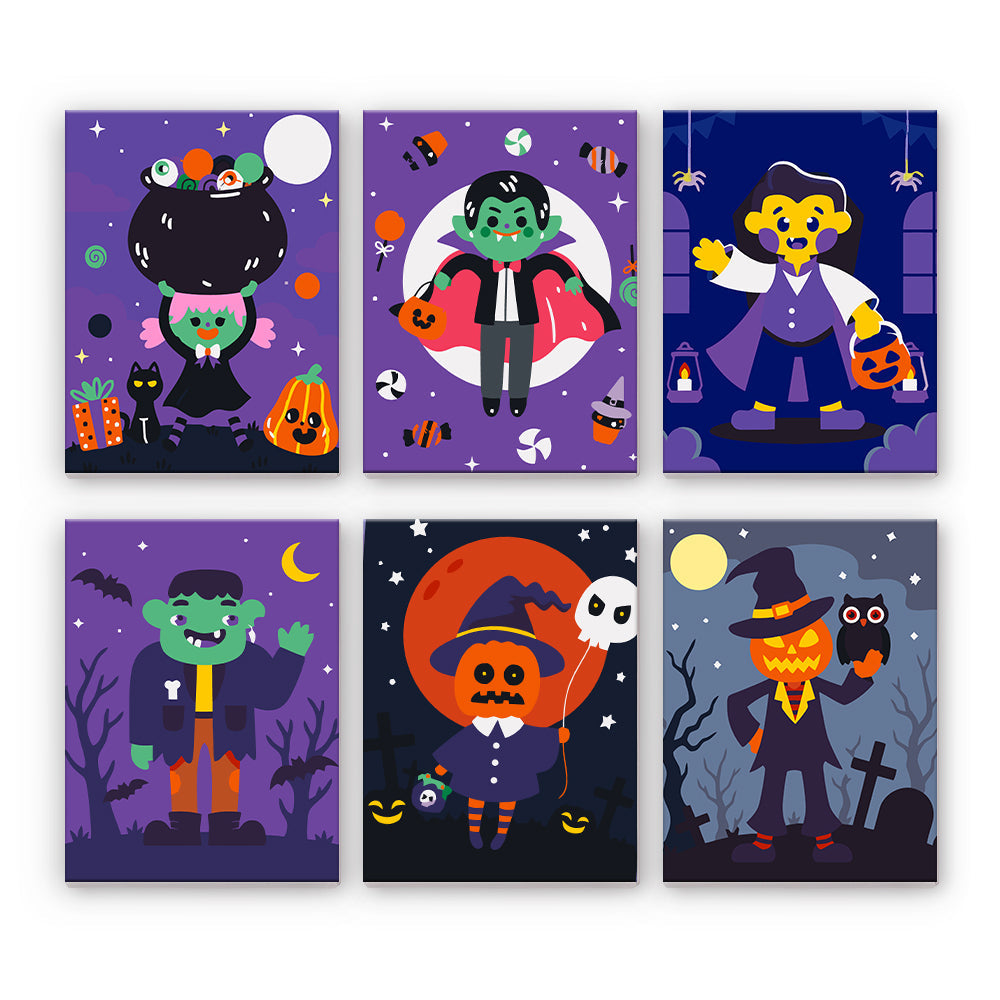 Halloween kostymkaraktärer - Måla efter nummer