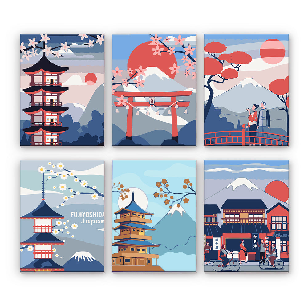 Japanska landskapsscener - Måla efter nummer