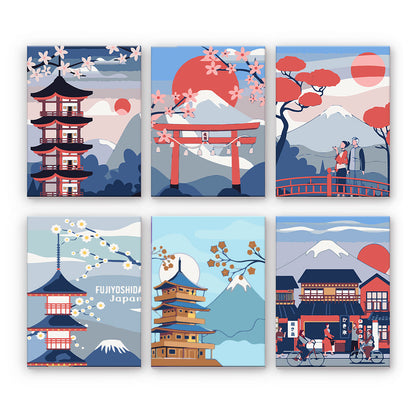 Japanska landskapsscener - Måla efter nummer