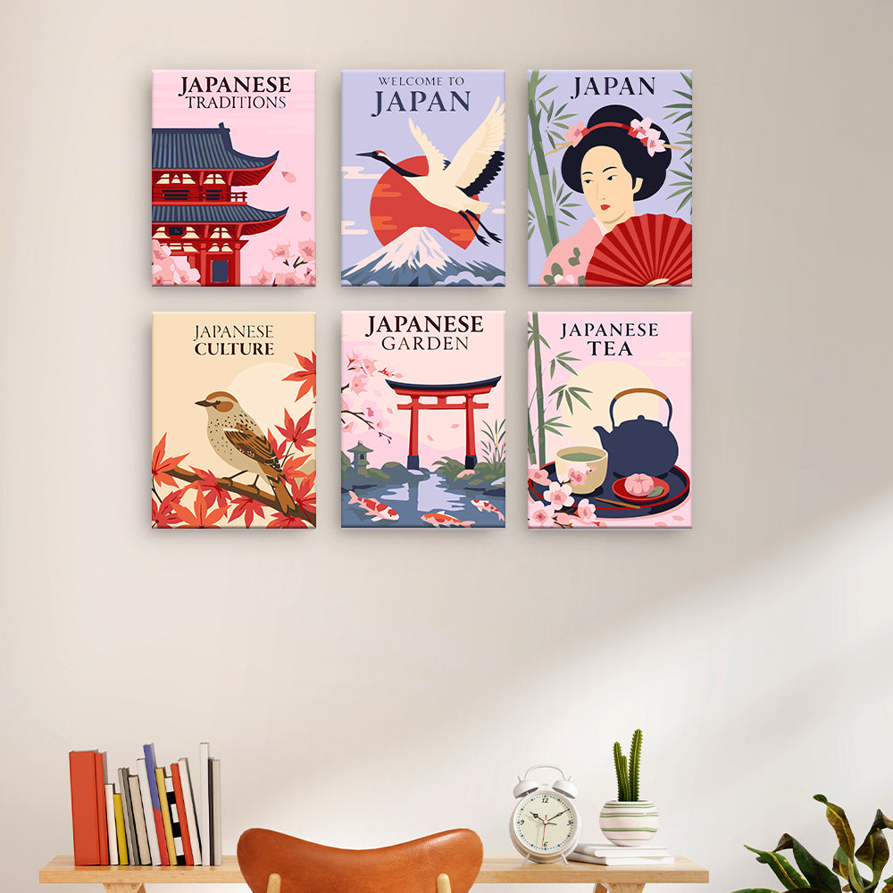 Japansk kulturaffischer - Måla efter nummer