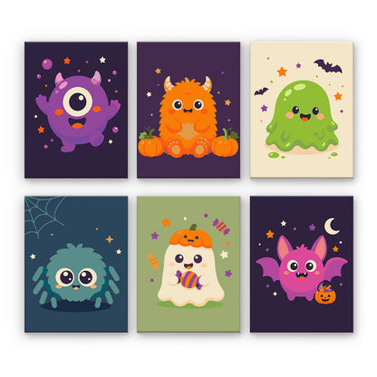 Söta Halloween-monster - Måla efter nummer