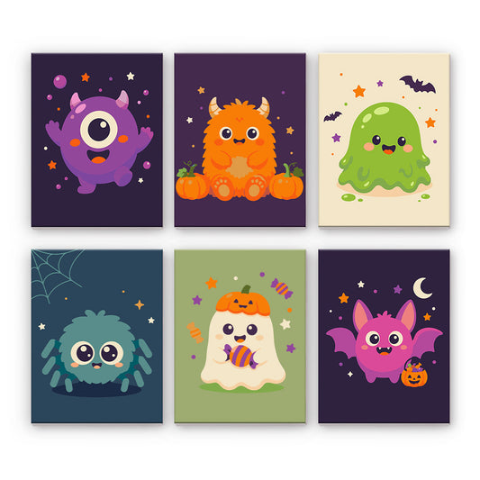 Söta Halloween-monster - Måla efter nummer