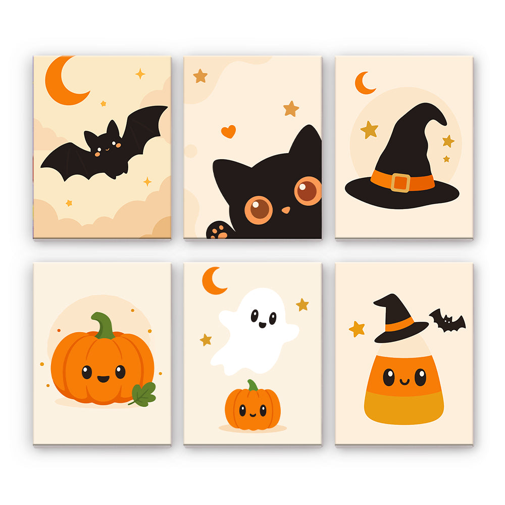 Minimala Halloween-ikoner - Måla efter nummer