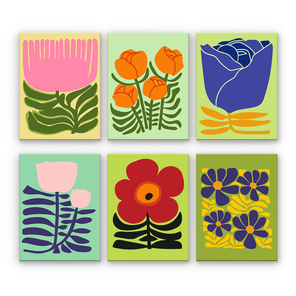 Moderna grafiska blommor - Måla efter nummer