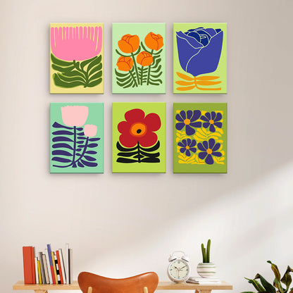 Moderna grafiska blommor - Måla efter nummer