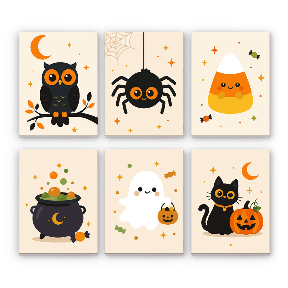 Söta Halloween-ikoner - Måla efter nummer
