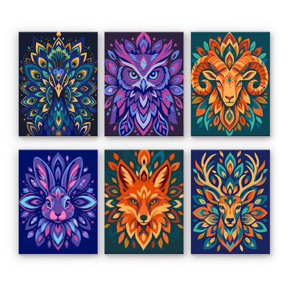 Färgglada djurmandalas - Måla efter nummer