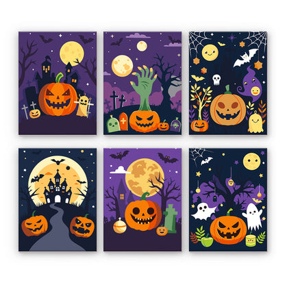 Månbelysta Halloween-landskap - Måla efter nummer