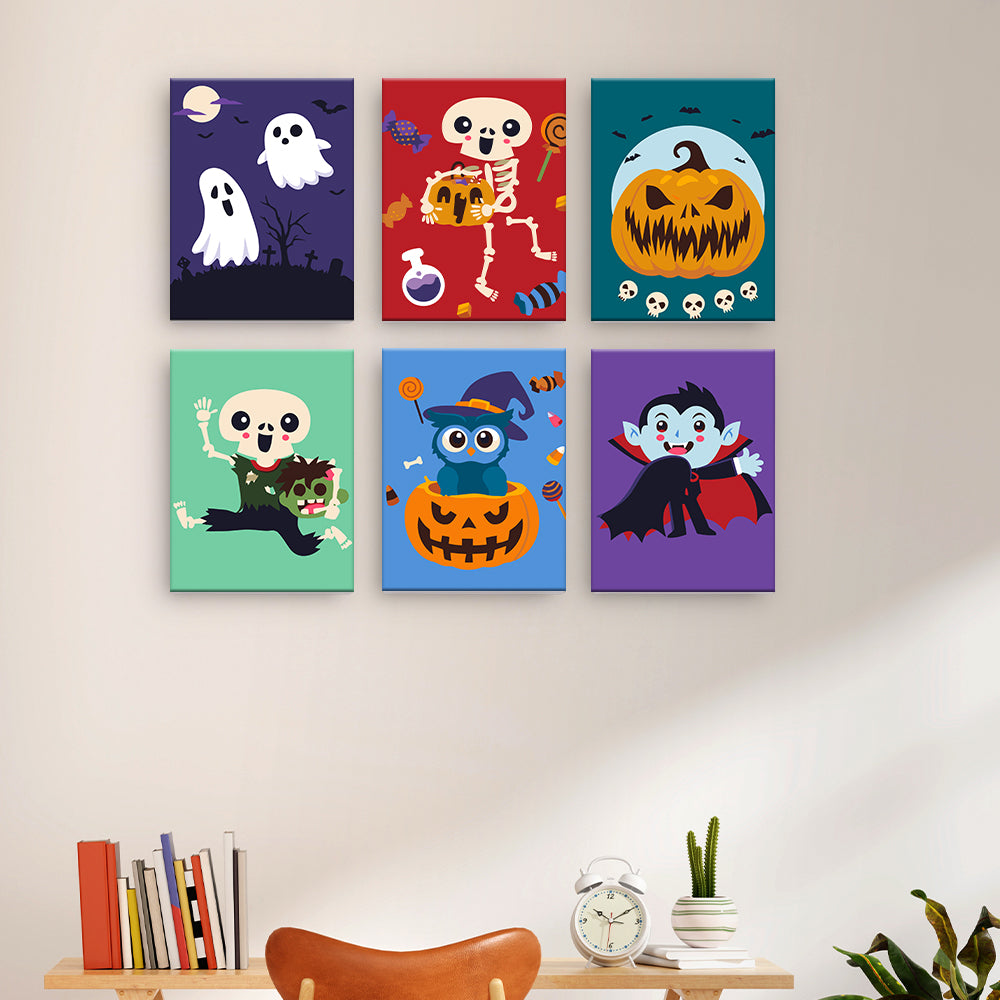 Halloween skelett och monster - Måla efter nummer