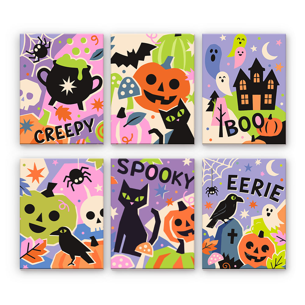 Färgglada Halloween Collage - Måla efter nummer