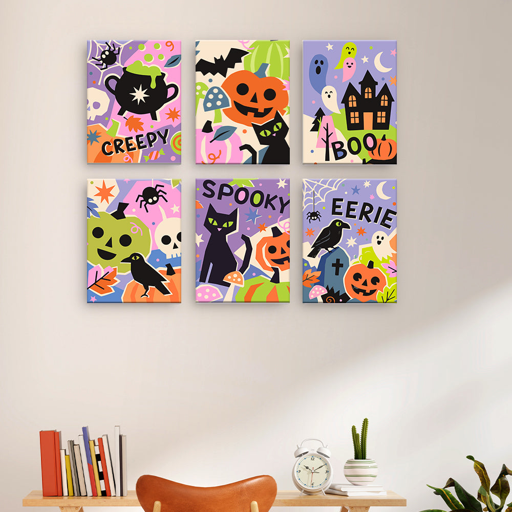 Färgglada Halloween Collage - Måla efter nummer