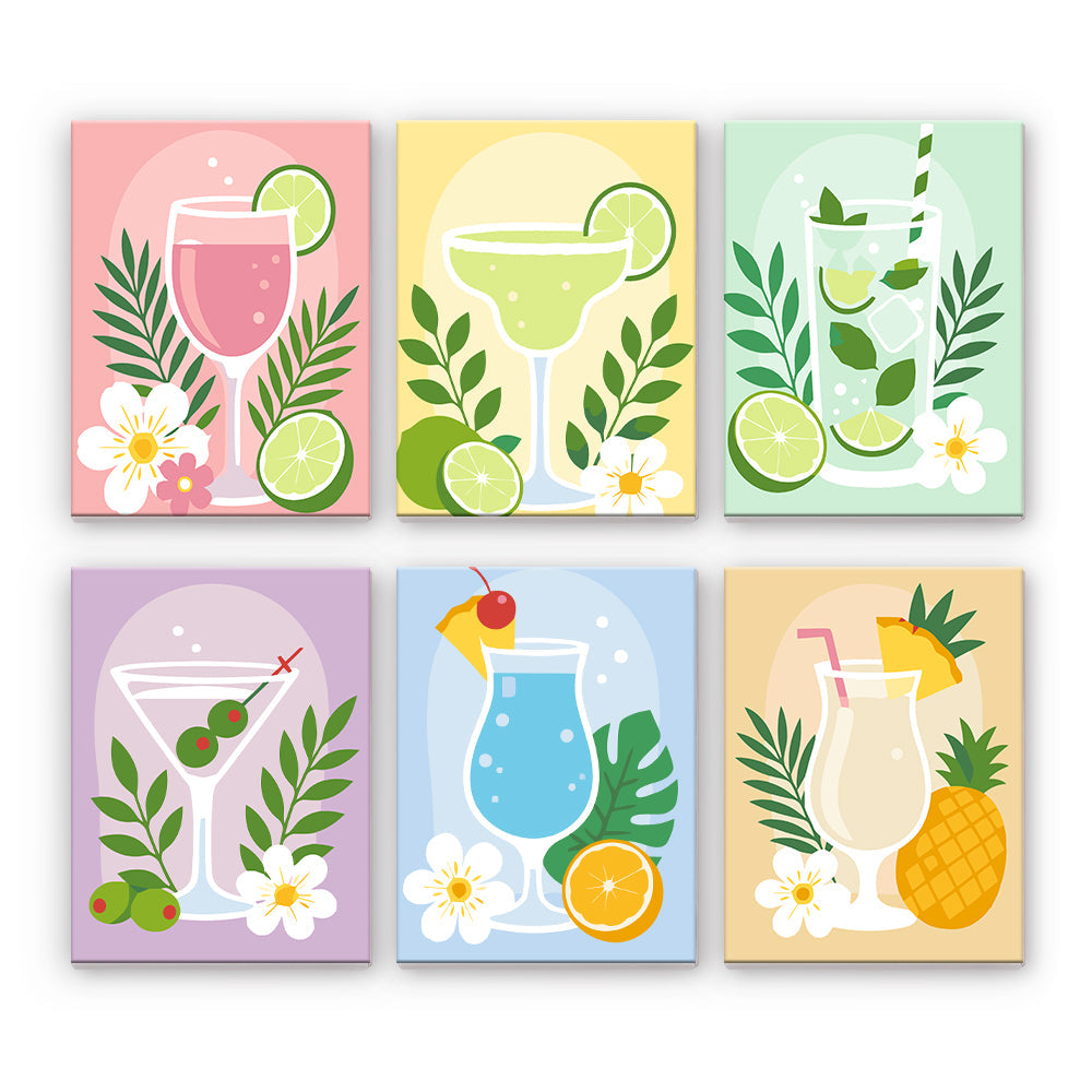 Pastell Tropical Cocktails - Måla efter nummer