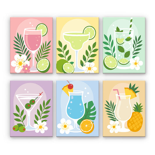 Pastell Tropical Cocktails - Måla efter nummer