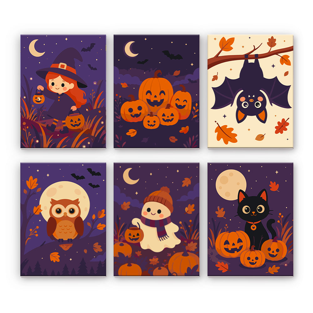Söt höst Halloween - Måla efter nummer