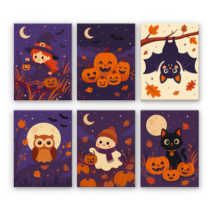 Söt höst Halloween - Måla efter nummer