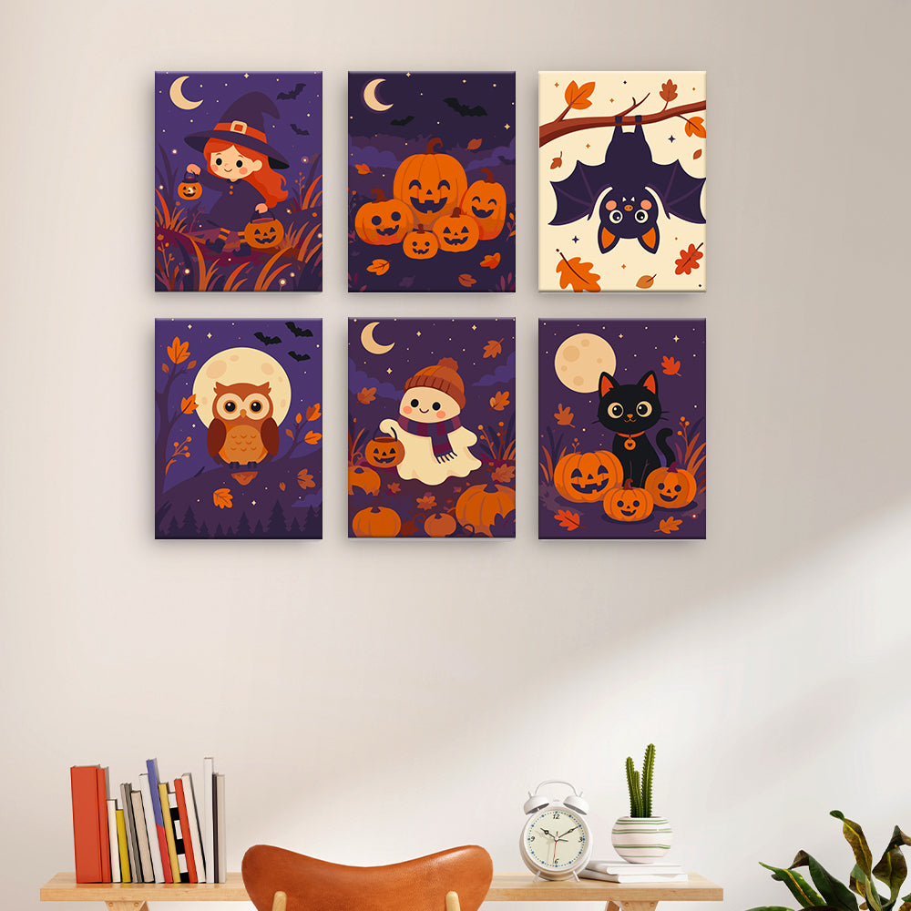 Söt höst Halloween - Måla efter nummer