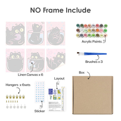 Rosa svarta katter - Måla efter nummer